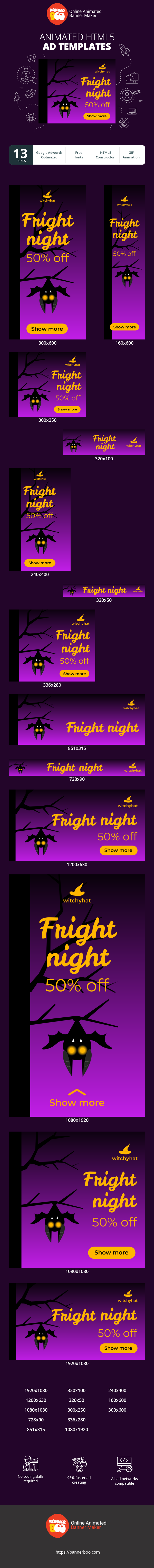 Banner ad template — Fright Night — 50% Off