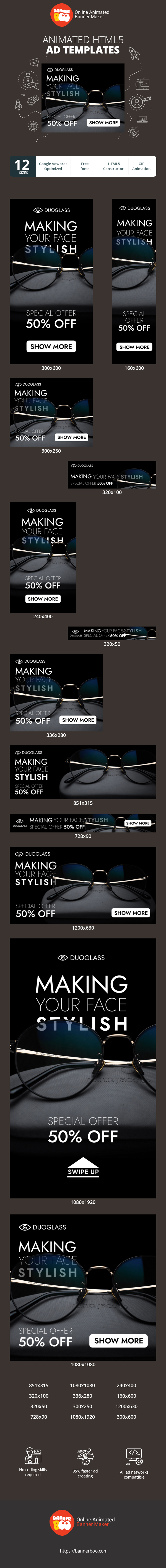 Szablon reklamy banerowej — Nadanie Twojej twarzy stylu — Oferta specjalna 50% zniżki