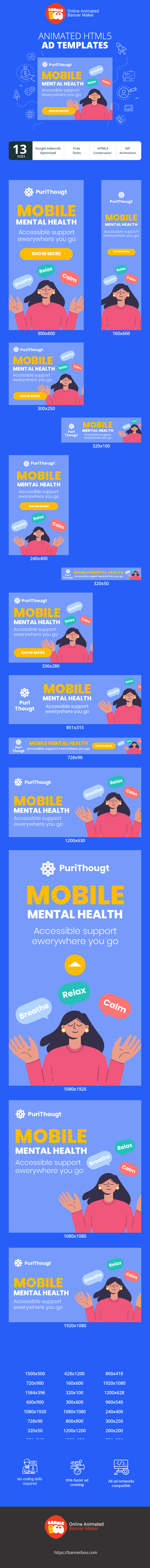 Banner ad template — Mobile Mental Health — Accessible Support  Ewerywhere You Go