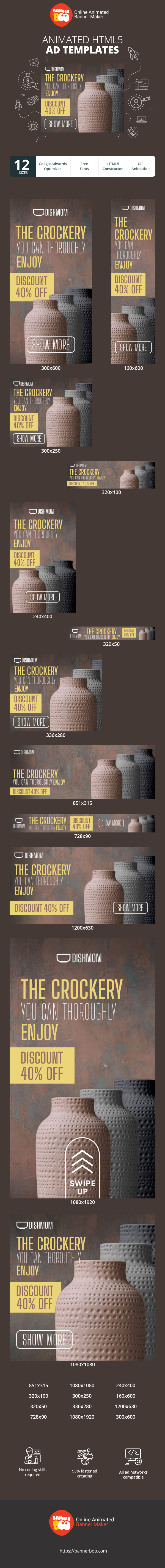 Banner ad template — The Crockery You Can Thoroughly Enjoy — Discount 40% Off