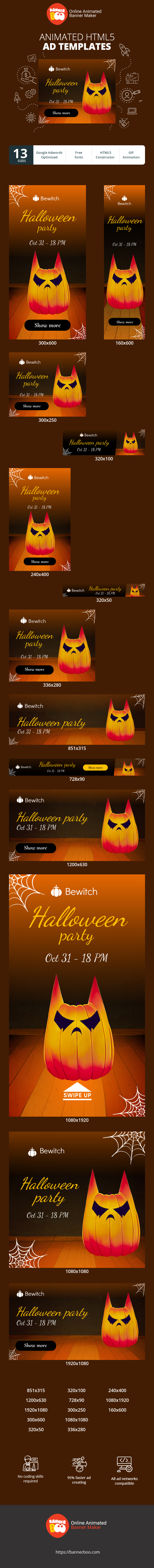 Banner ad template — Halloween Party —  Oct 31 - 18PM