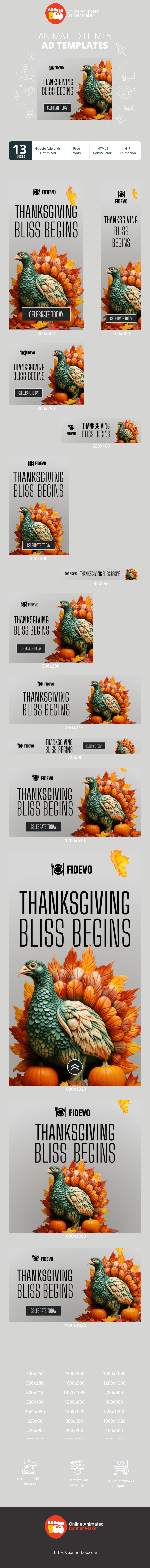 Banner ad template — Thanksgiving Bliss Begins — Thanksgiving Day
