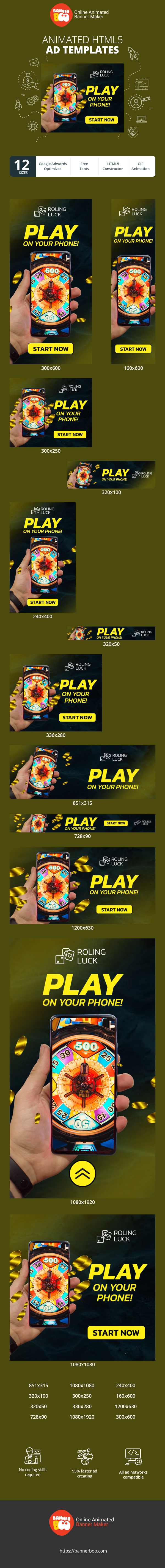 Banner ad template — Play On Your Phone! — Gambling