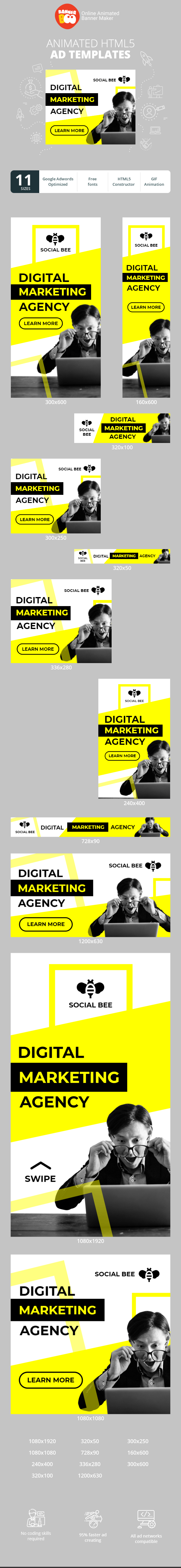 Szablon reklamy banerowej — Digitale Marketingagentur — Seien Sie die Ersten mit uns