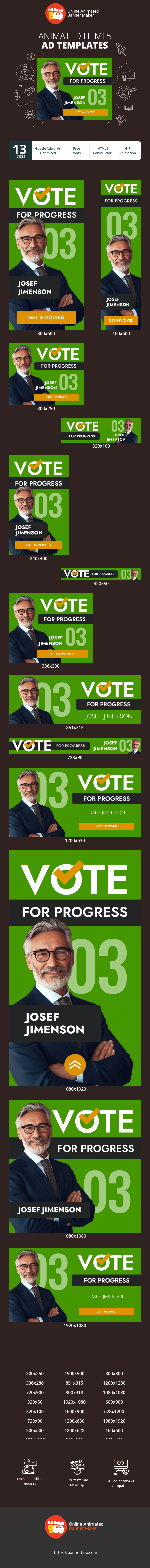 Banner ad template — Vote For Progress Vote For Change 03 Josef Jimenson — Local Elections