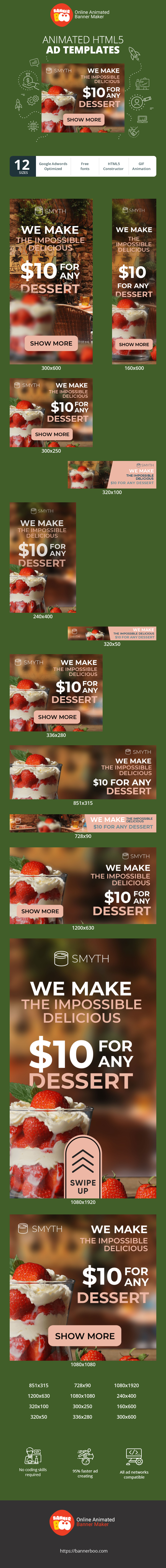 Banner ad template — We Make The Impossible Delicious — £10 For Any Pudding