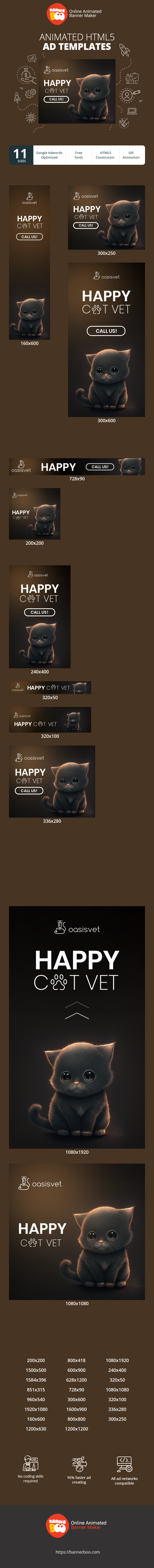 Szablon reklamy banerowej — Happy Cat Vet — Klinika Weterynaryjna