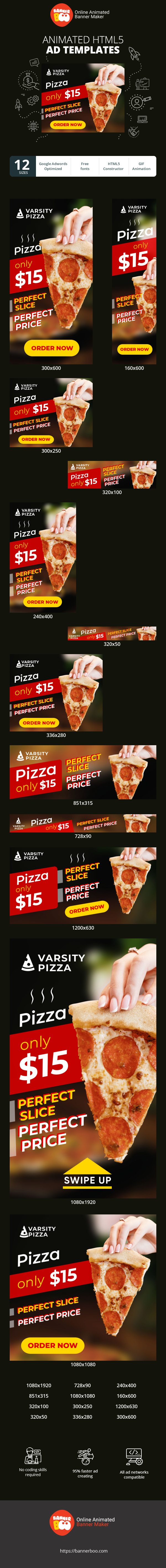 Szablon reklamy banerowej — Pizza nur 15 $ — Perfekte Scheibe Perfekter Preis
