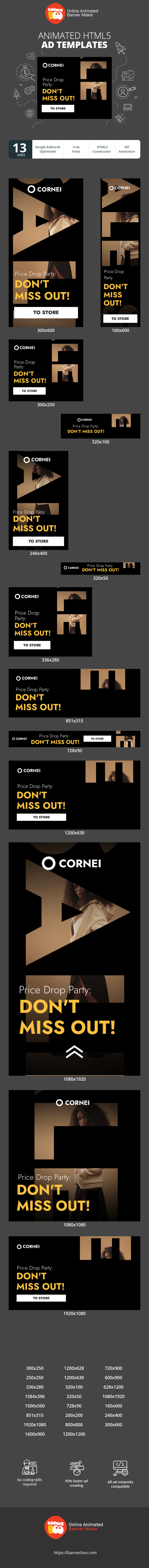 Banner ad template — Price Drop Party: Don`t Miss Out — Fashion Sale