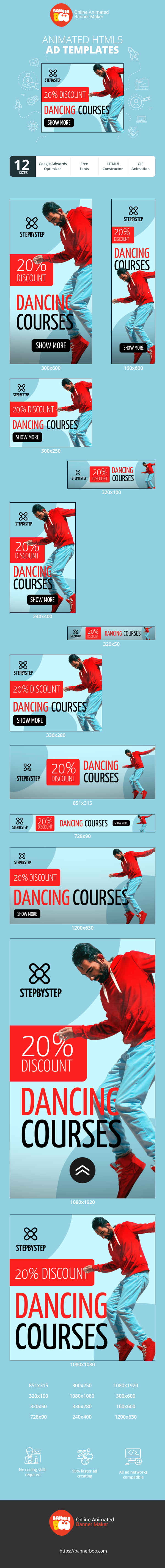 Banner ad template — Dancing Courses — 20% Discount