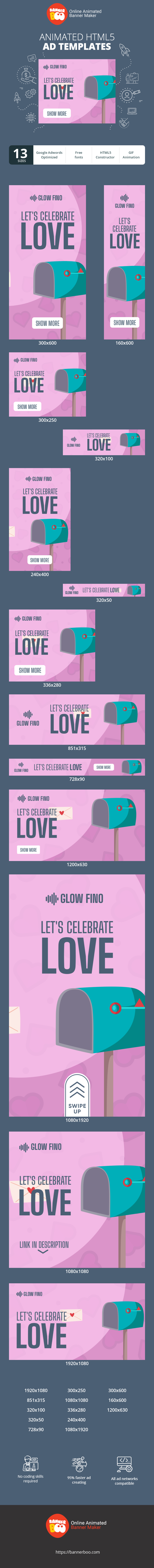 Banner ad template — Let's Celebrate Love — Mailbox