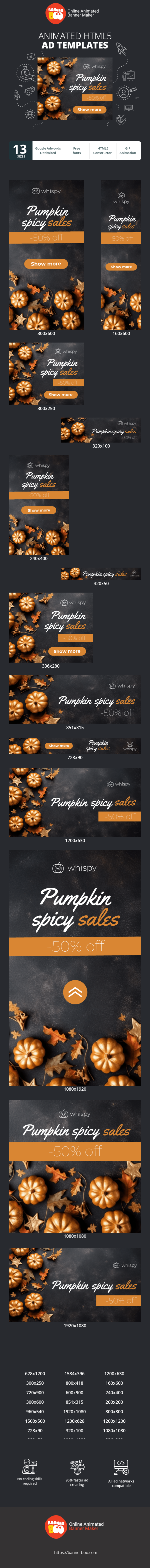 Szablon reklamy banerowej — Sprzedaż Dyniowo-Pikantna — -50% Zniżki