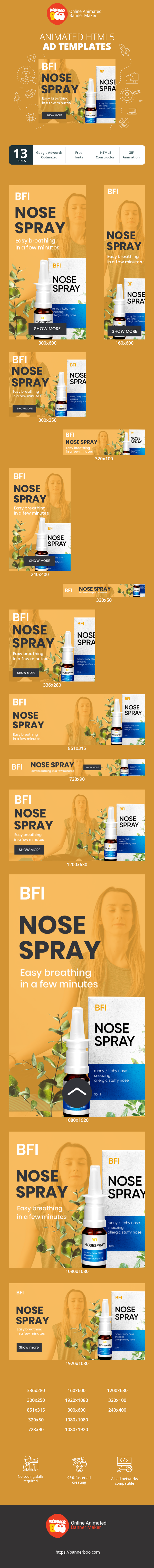 Banner ad template — Have A Cold? — Nose Spray Easy Breathing In A Few Minutes