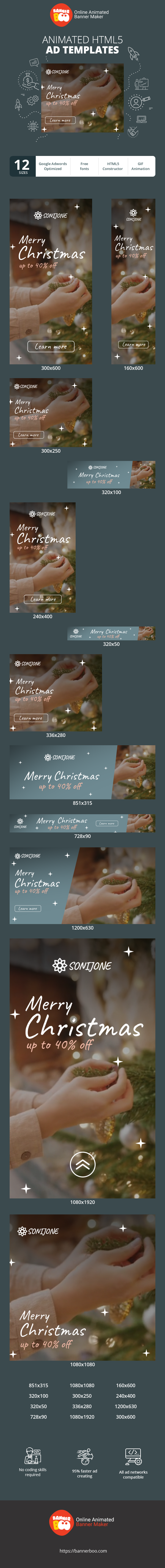 Szablon reklamy banerowej — Frohe Weihnachten — Bis zu 40 % Rabatt auf Video