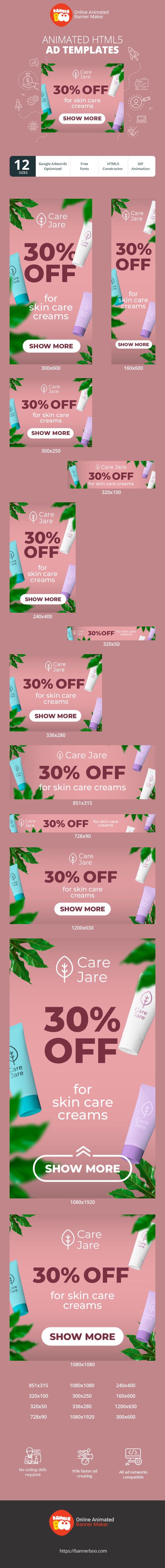 Szablon reklamy banerowej — 30% zniżki — na kremy do pielęgnacji skóry