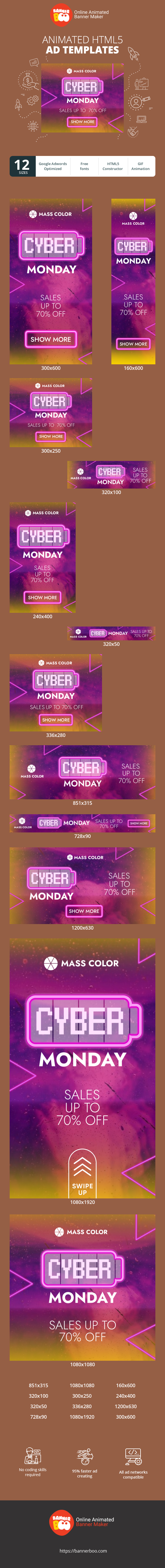Szablon reklamy banerowej — Cyber Monday — Wyprzedaże do 70% taniej