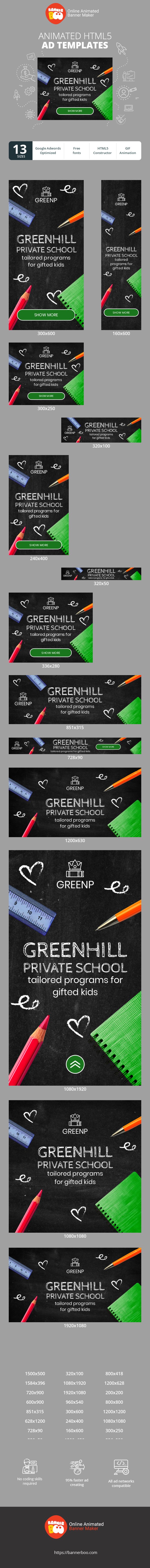 Banner ad template — Greenhill Private School — Tailored Program For Gifted Kids
