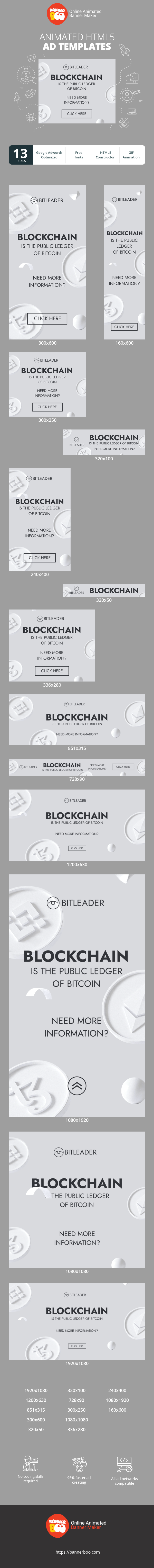 Szablon reklamy banerowej — Blockchain to publiczny rejestr Bitcoina — potrzebujesz więcej informacji?