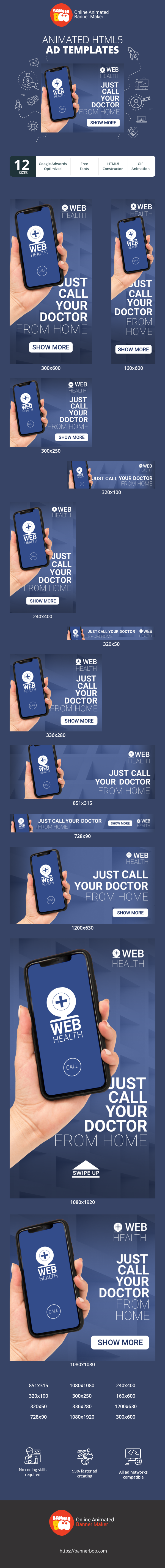 Banner ad template — Just Call Your Doctor From Home — Clinic