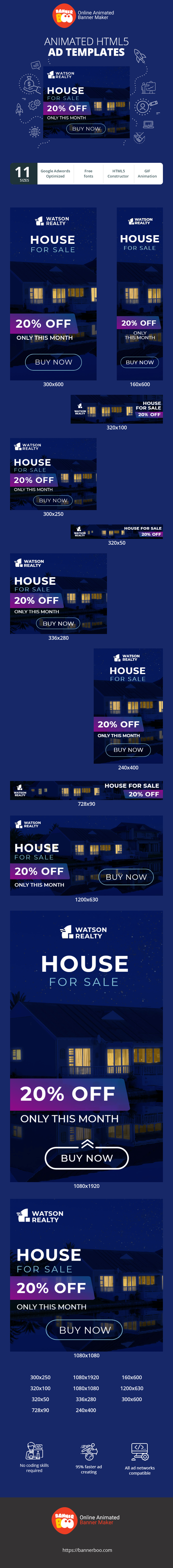Banner ad template — House For Sale — 20% Off Only This Month