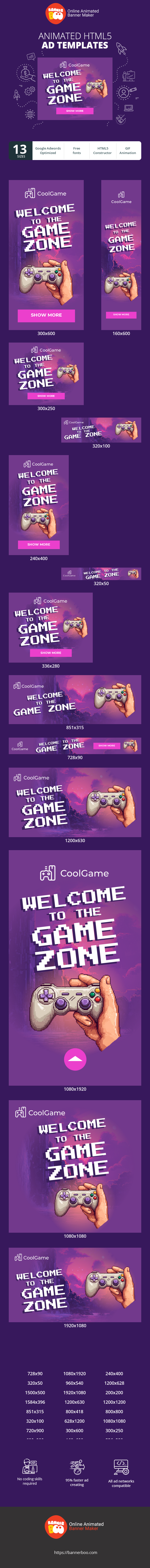 Banner ad template — Welcome To The Game Zone — Gaming
