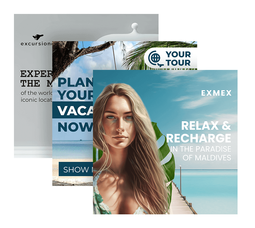 Travel and tourism banner templates for social networks