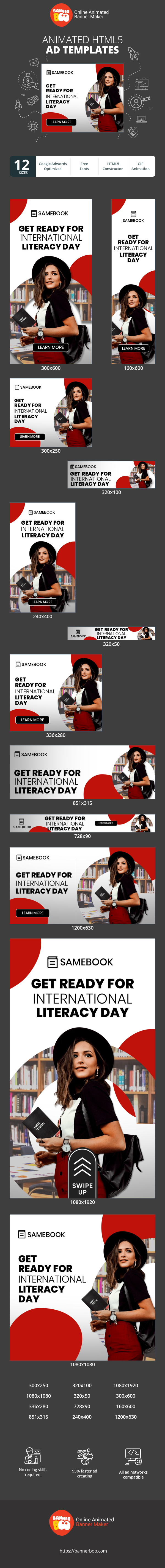 Banner ad template — Get Ready For International Literacy Day — Education