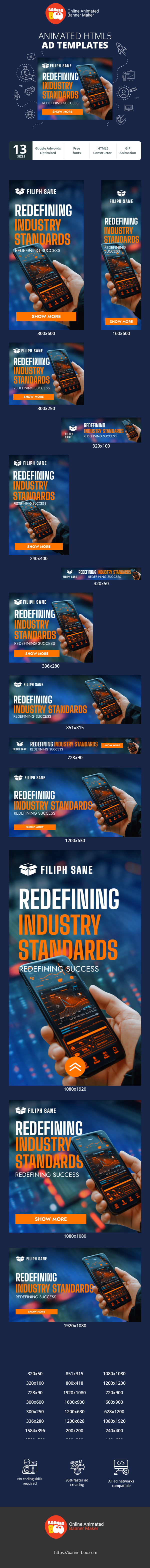Banner ad template — Redefining Industry Standards Redefining Success — Start-up