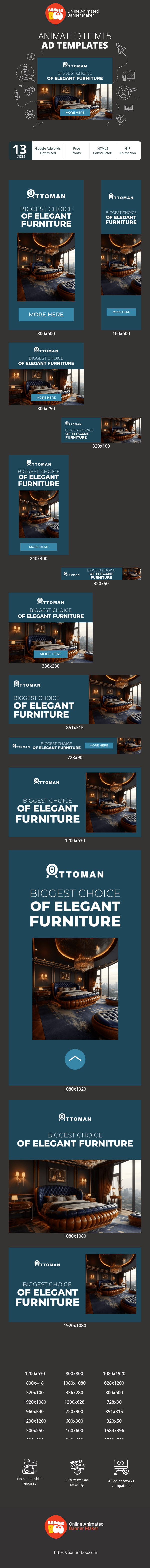 Banner ad template — Biggest Choice Of Elegant Furniture — Rich Assortiment Of Natural Materials