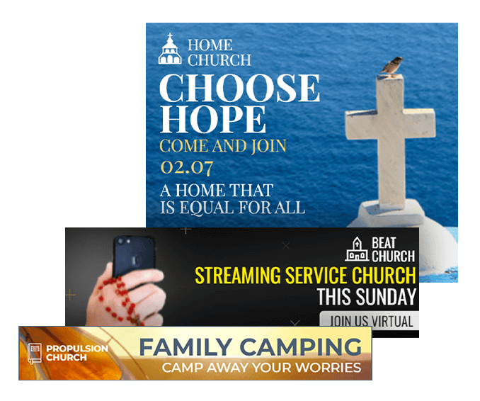 GIF templates of advertising banners of religious organizations