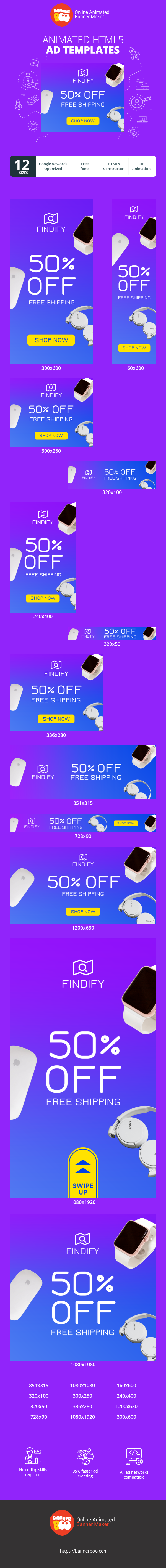 Banner ad template — Cyber Monday — 50% Off Free Shipping