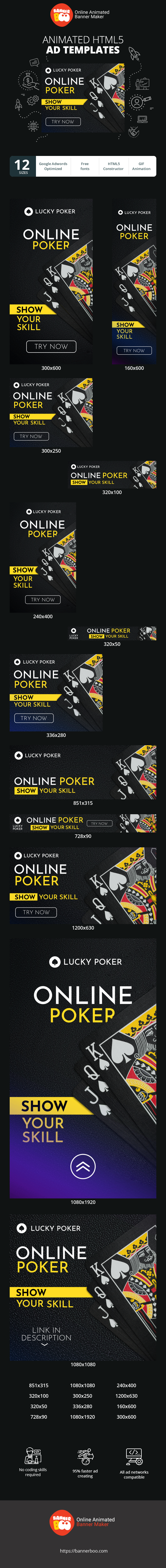 Szablon reklamy banerowej — Poker Online — Pokaż Swoje Umiejętności