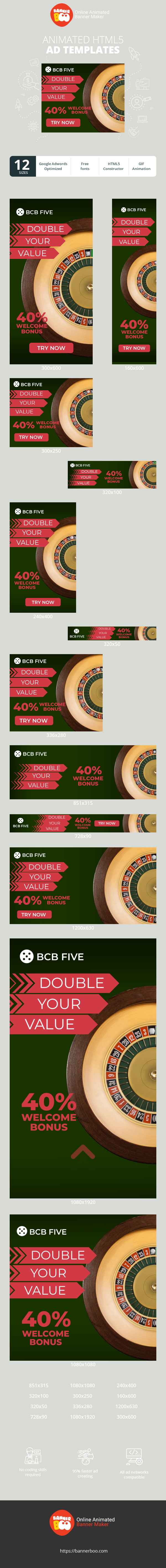Szablon reklamy banerowej — Podwój swoją wartość — 40% bonus powitalny
