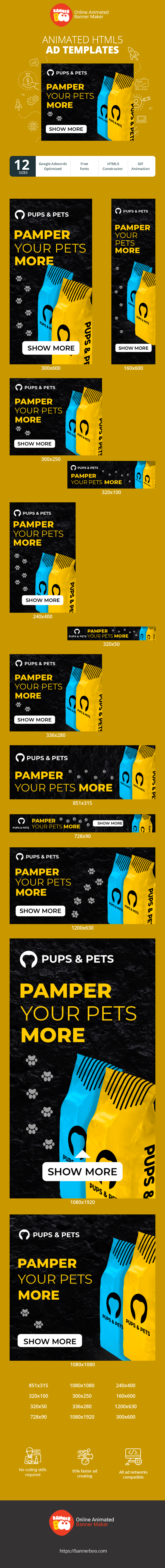 Banner ad template — Pamper Your Pets More — Animal Feed