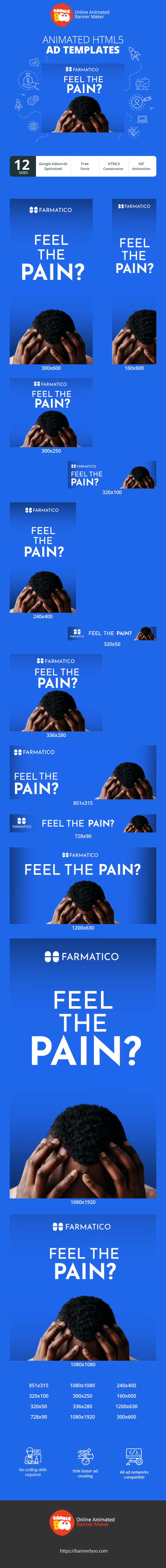 Szablon reklamy banerowej — Poczuj ból? — Żyj bez bólu