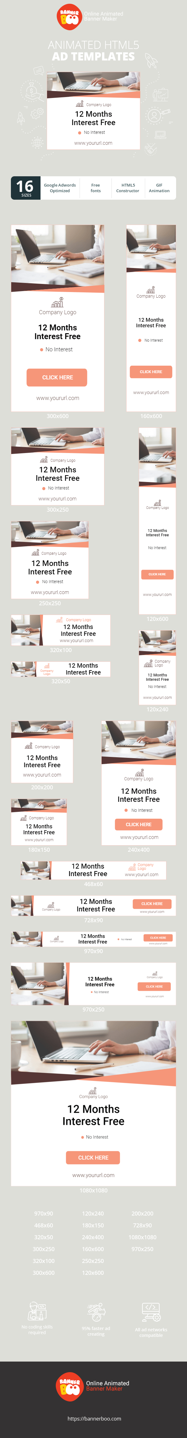 Banner ad template — No Interest for 12 months
