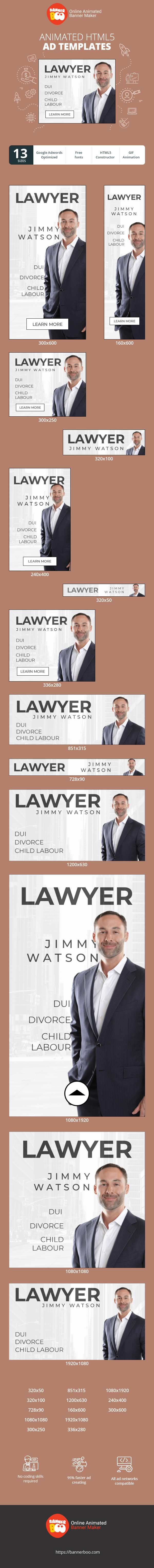 Banner ad template — Solicitor — DUI, Divorce, Child Labour
