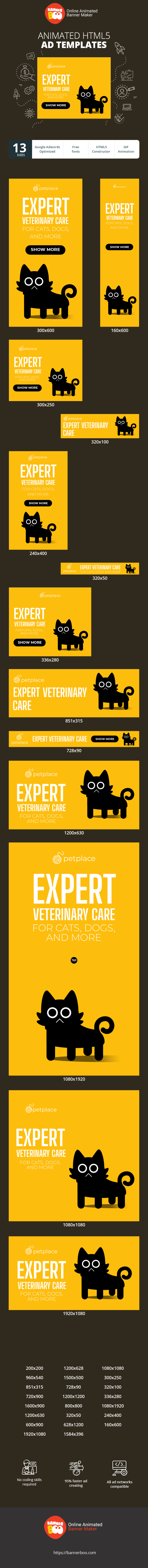 Banner ad template — Expert Veterinary Care — For Cats, Dogs And More