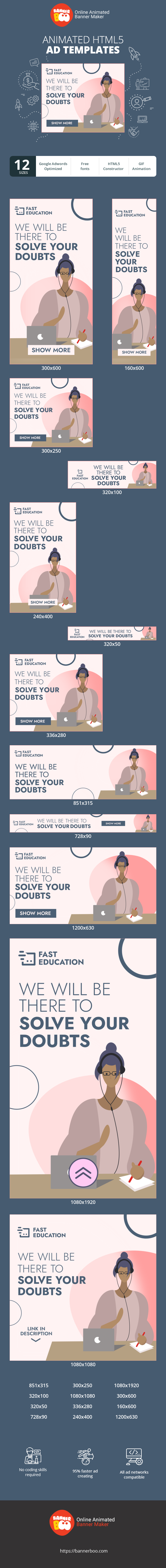 Banner ad template — We Will Be There To Resolve Your Queries — Education