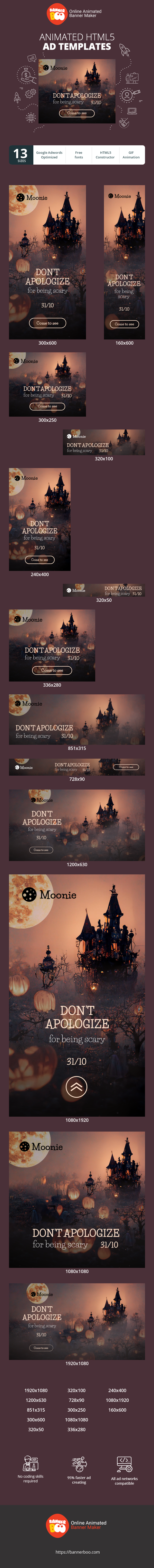 Banner ad template — Don't Apologise For Being Scary 31/10 — Halloween
