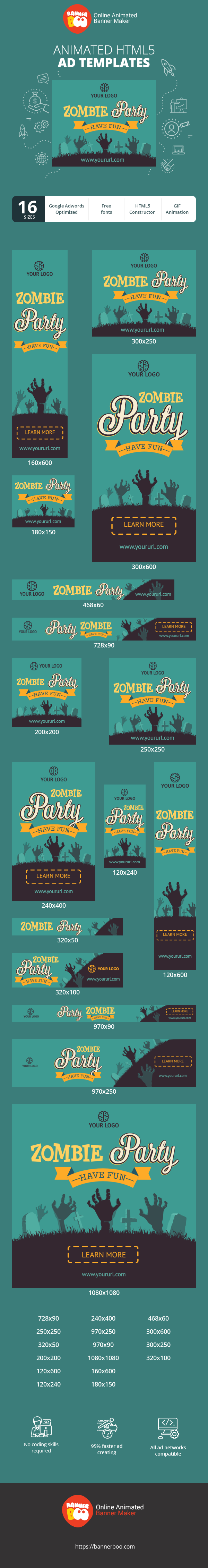 Szablon reklamy banerowej — Zombie-Party – viel Spaß