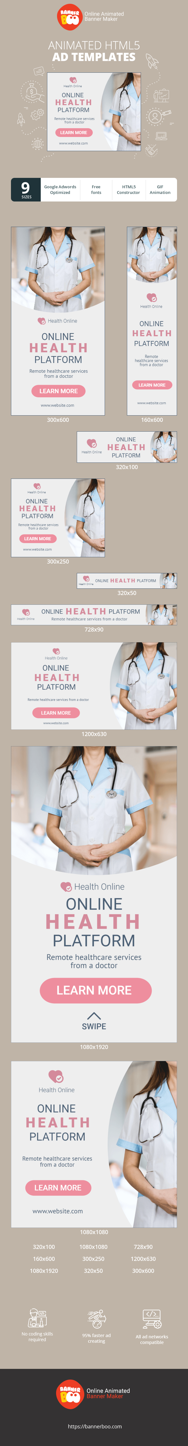 Szablon reklamy banerowej — Internetowa platforma zdrowotna — zdalne usługi medyczne od lekarza