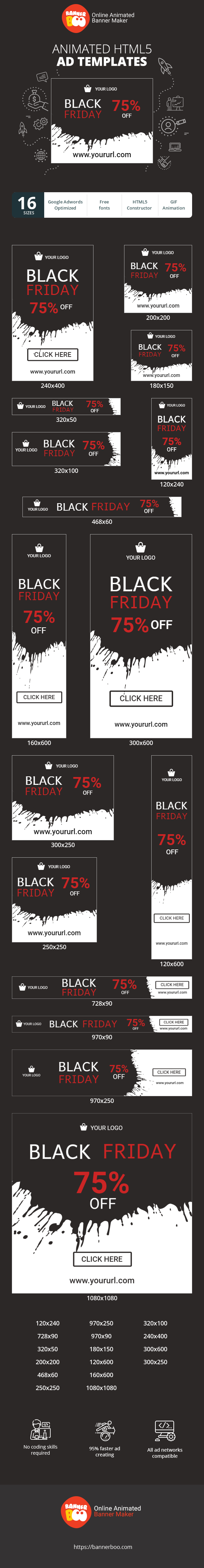 Szablon reklamy banerowej — Wyprzedaż Black Friday — 75% TANIEJ
