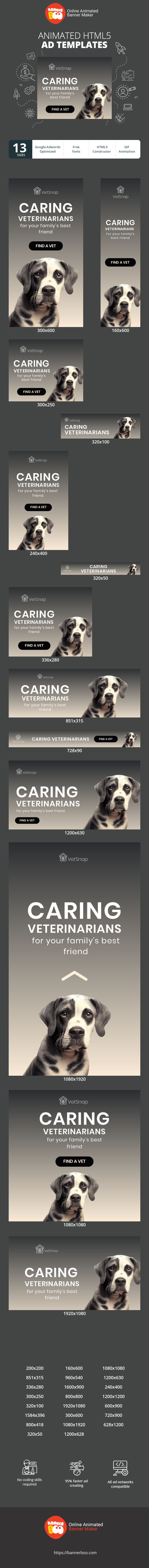 Banner ad template — Caring Vets — For Your Family's Best Friend