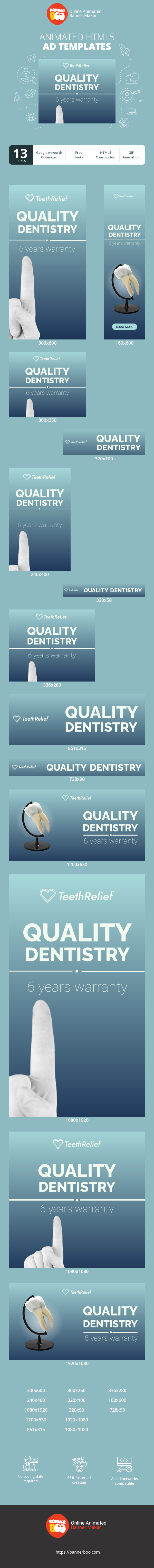 Banner ad template — Quality Dentistry — 6 Years Warranty