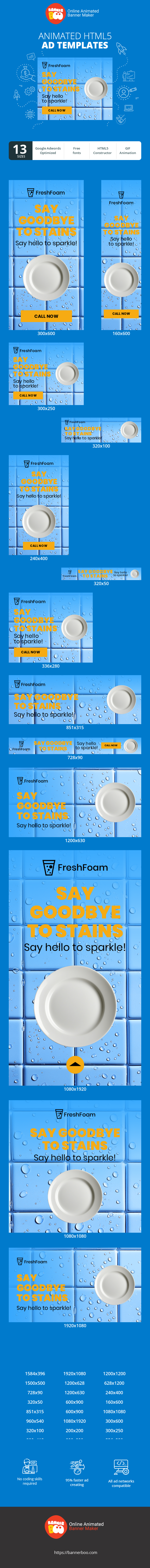 Шаблон рекламного банера — Say Goodbye To Stains — Say Hello To Sparkle!
