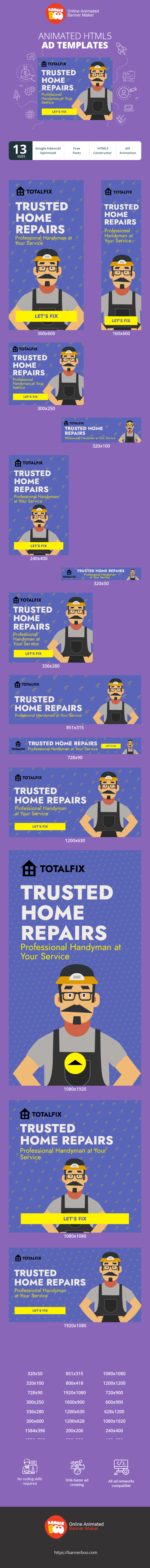 Banner ad template — Trusted Home Repairs — Professional Handyman At Your Service