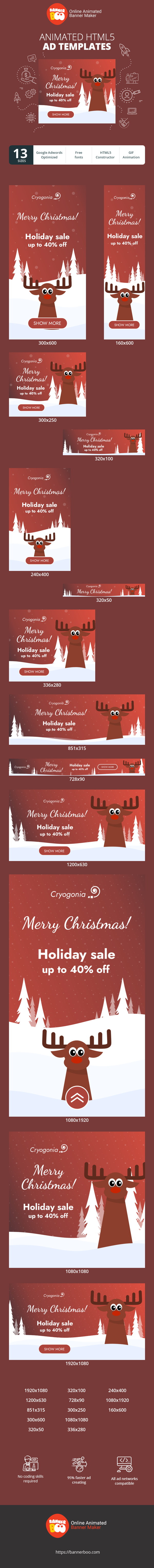 Szablon reklamy banerowej — Frohe Weihnachten — Feiertagsaktion bis zu 40 % Rabatt