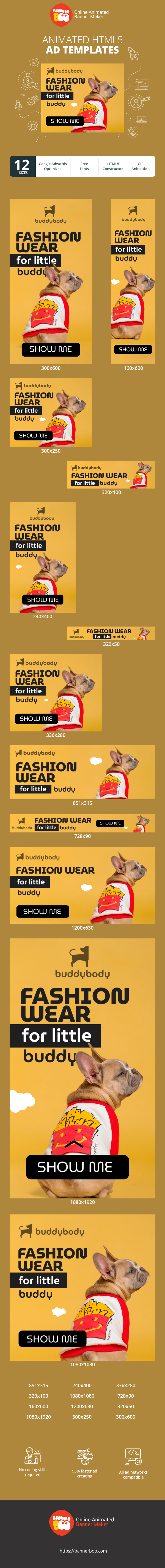 Banner ad template — Fashion Wear For Little Buddy — Pet Shop