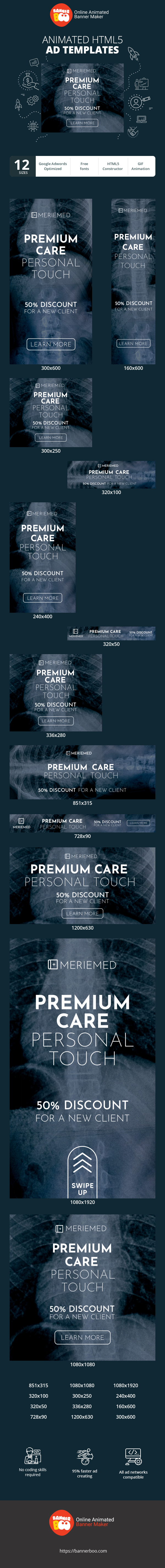 Banner ad template — Premium Care Personal Touch — 50% Discount For A New Client
